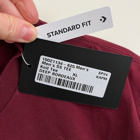 Converse CONS NWT Standard Fit Burgundy Red Tee Shirt | Size XL - Picture 3 of 6